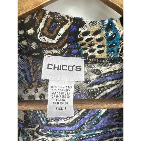 Chicos Open Front Sheer Lightweight 3/4 Sleeve Cardigan Size 1 US M - Picture 4 of 8